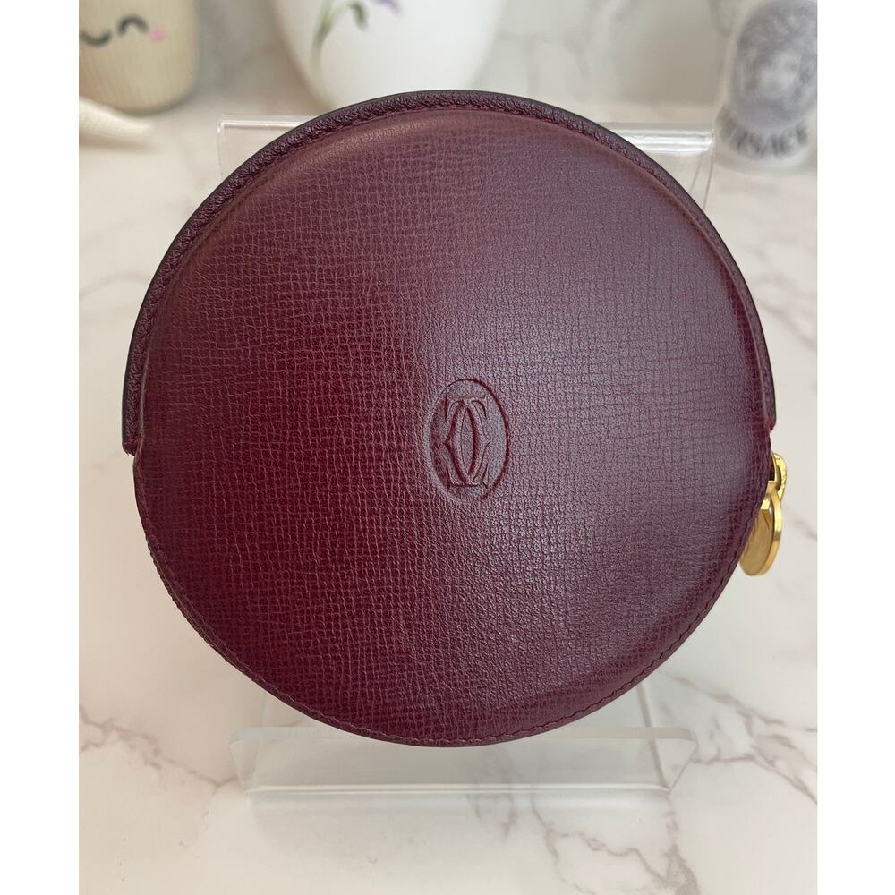 Cartier Vintage Round Zip-Around Coin Purse, "Must de Cartier" Line EUC